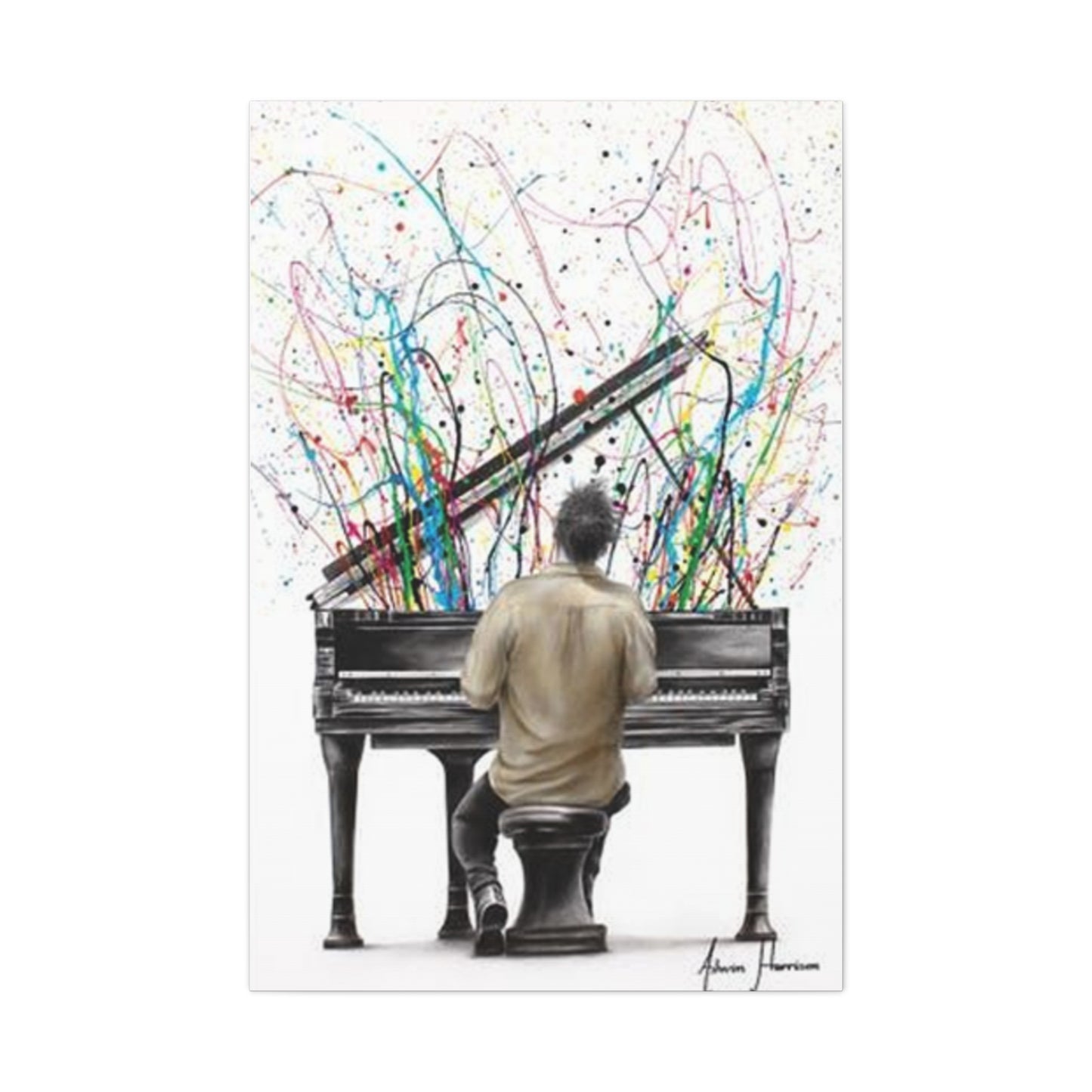 Artist Playing Piano Painting Wall Art & Canvas Prints