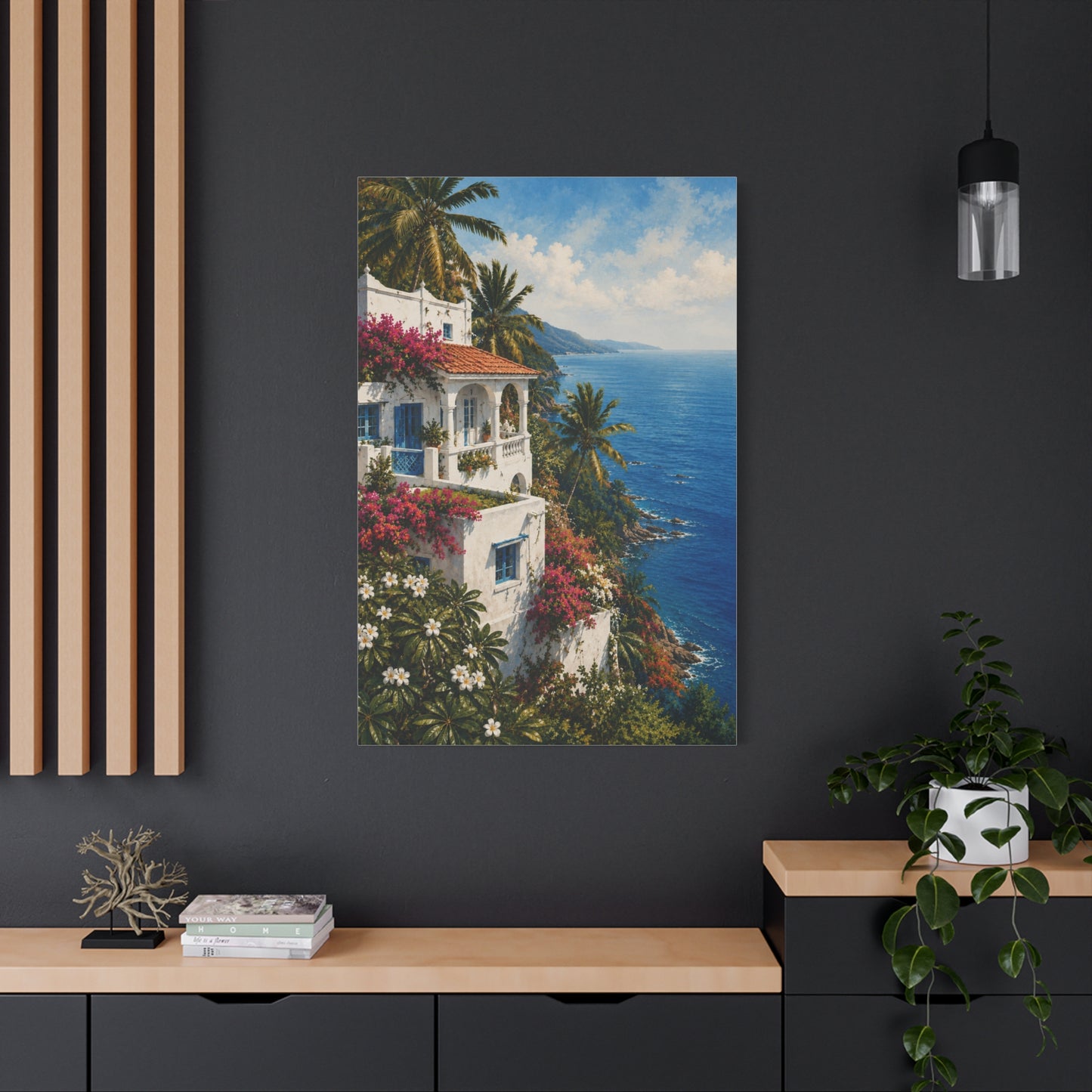Mediterranean Coastal Villa Escape Tropical Wall Art & Canvas Print