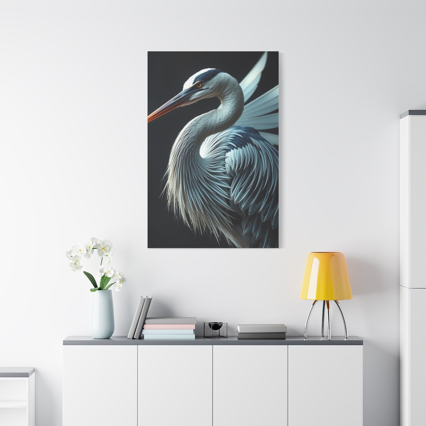 Opulent Heron Tableau wall art & canvas print