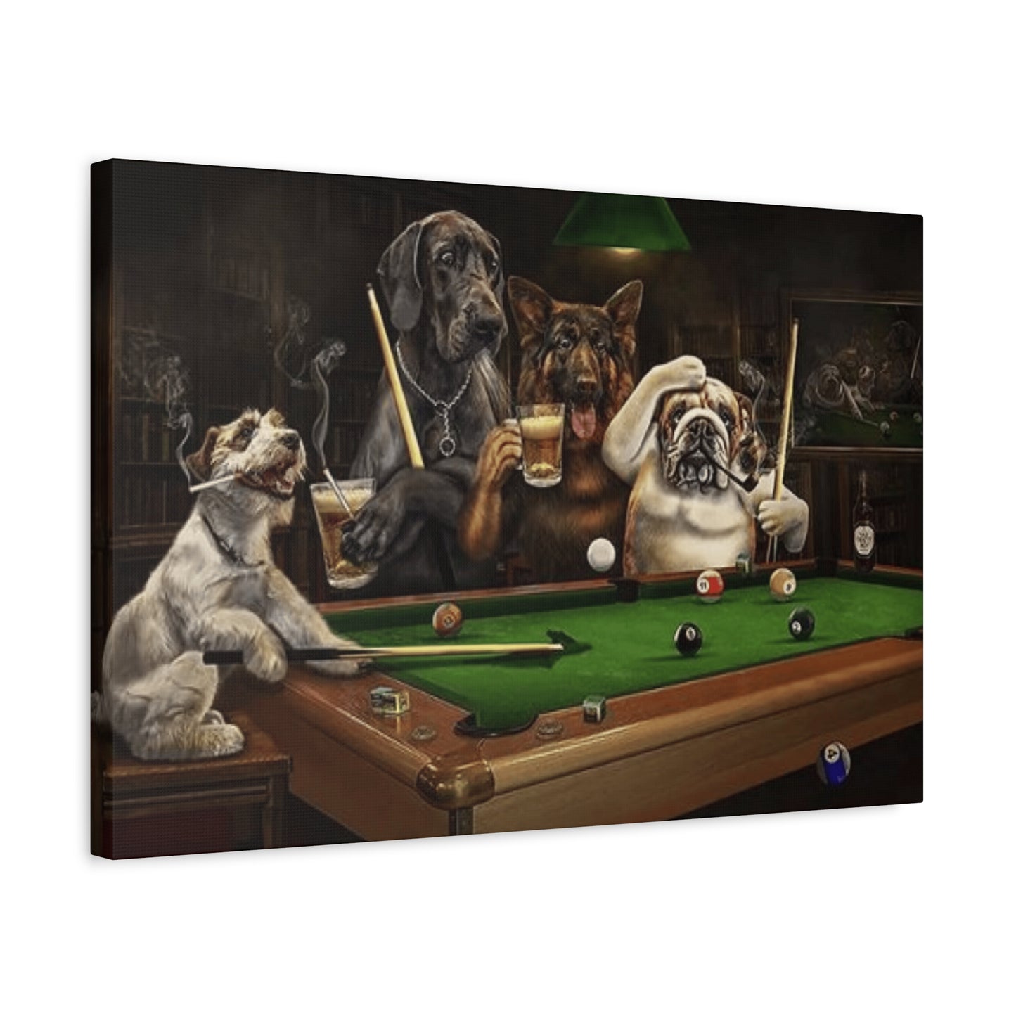 Dogs at Snooker Table Wall Art & Canvas Prints