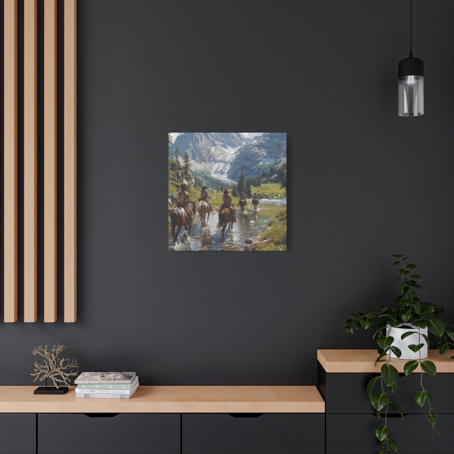 Cowboy Wading Through Water Wall Art & Canvas Prints