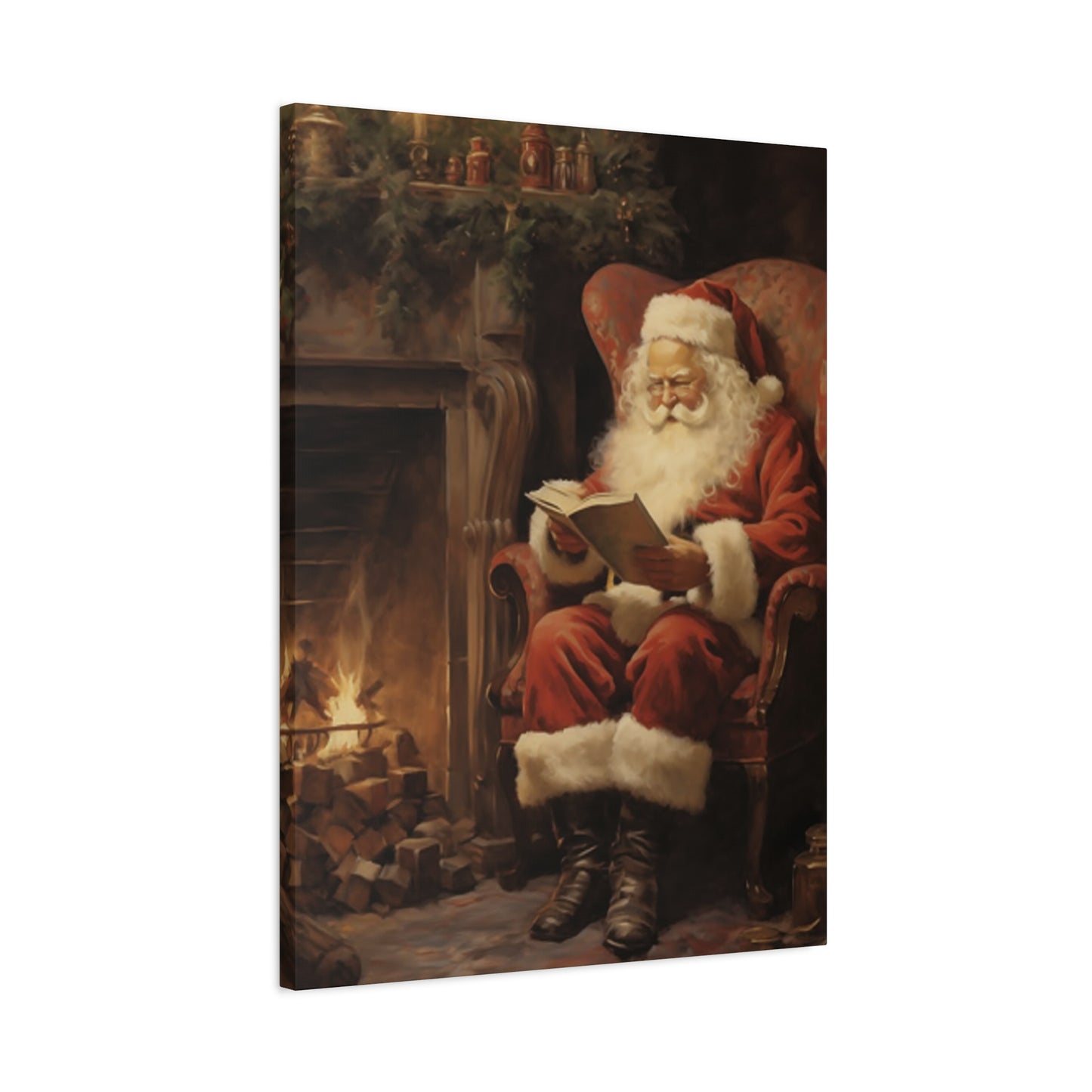 Santa Claus Reading A Book Wall Art & Canvas Prints