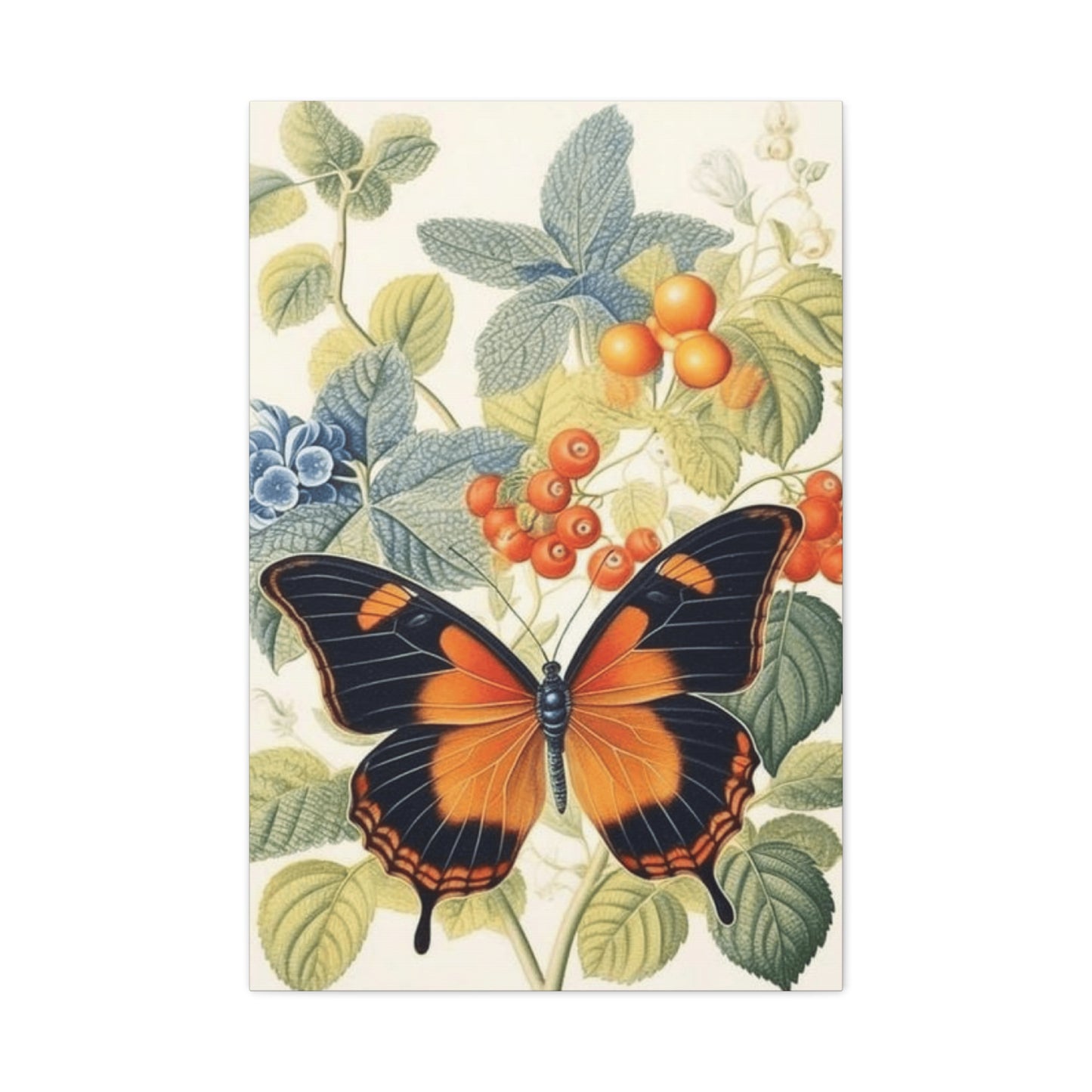 Butterfly on Berries Painting Wall Art & Canvas Prints