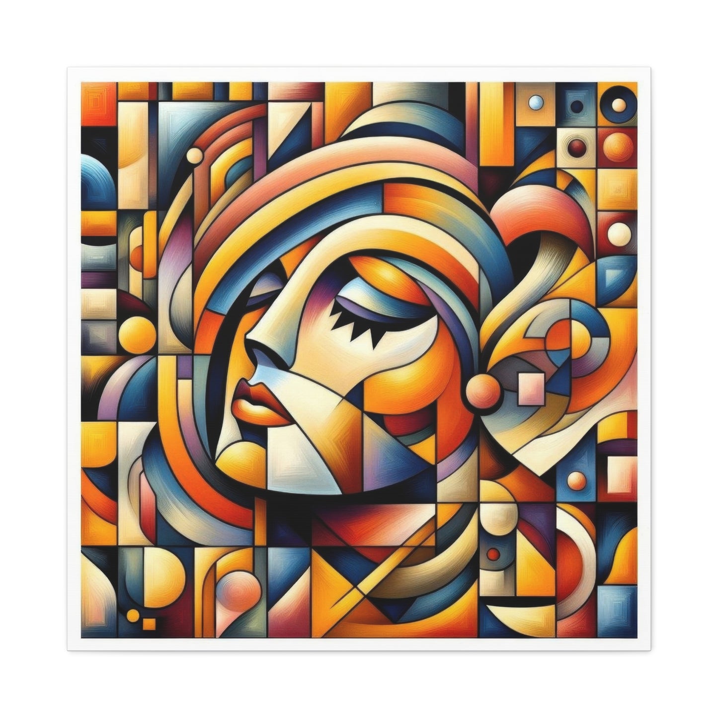 Lady Face Abstract Cubism Wall Art & Canvas Prints