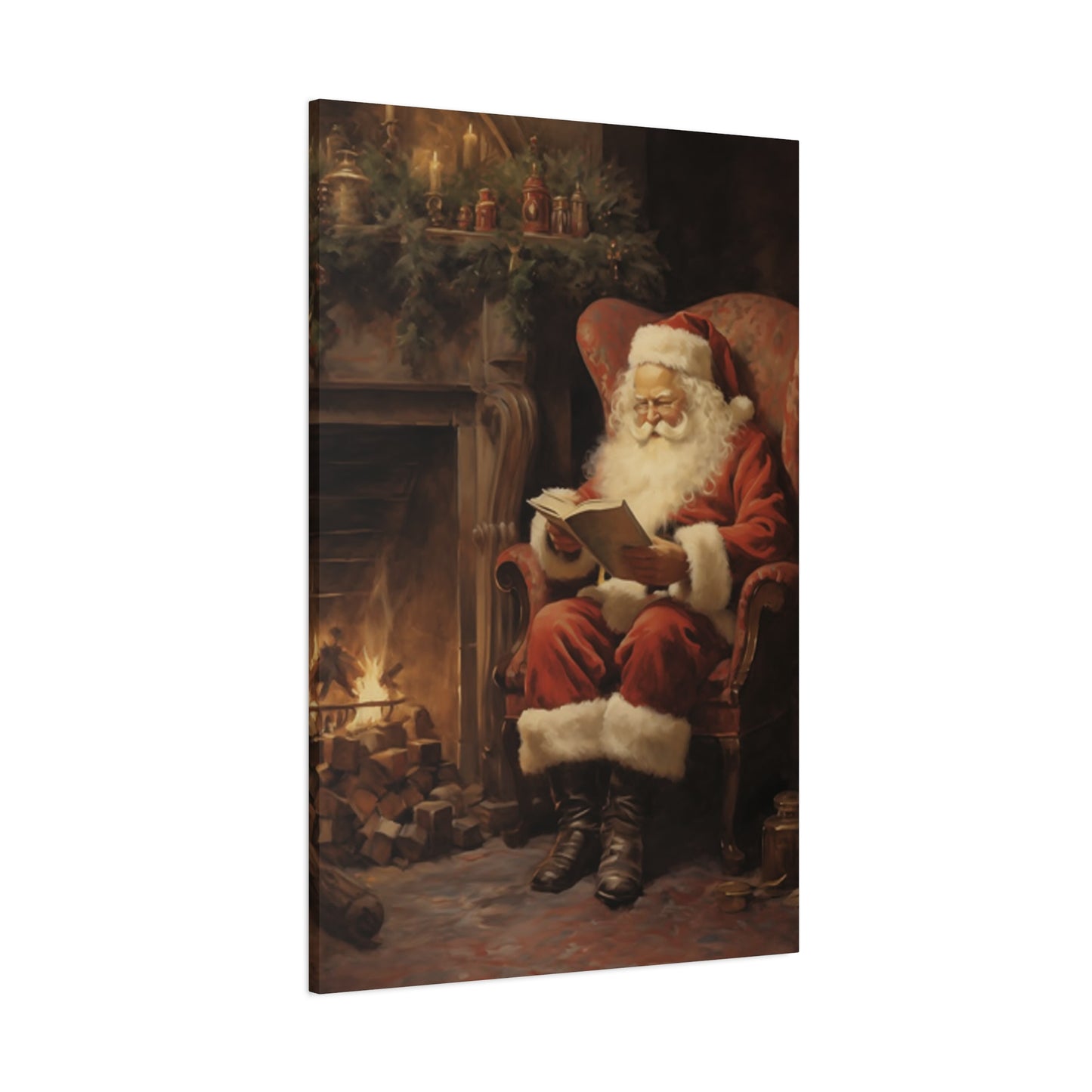 Santa Claus Reading A Book Wall Art & Canvas Prints