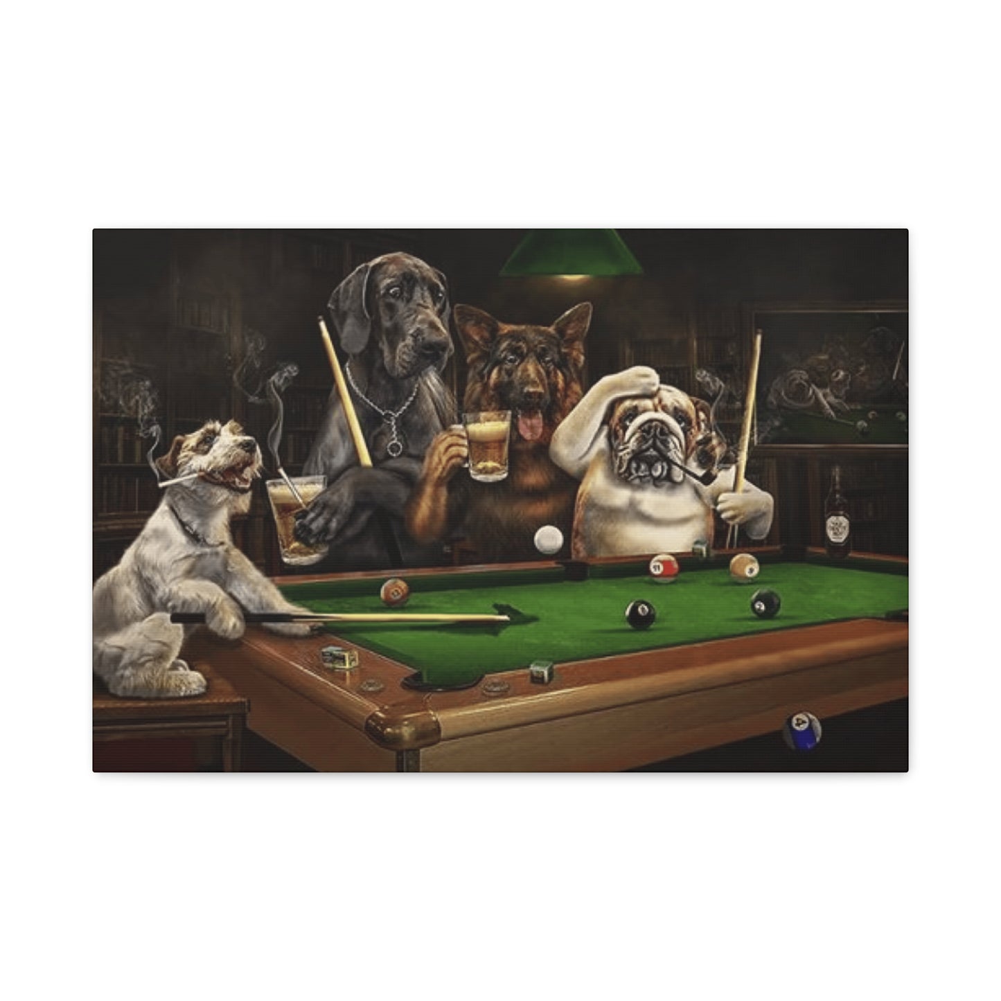Dogs at Snooker Table Wall Art & Canvas Prints