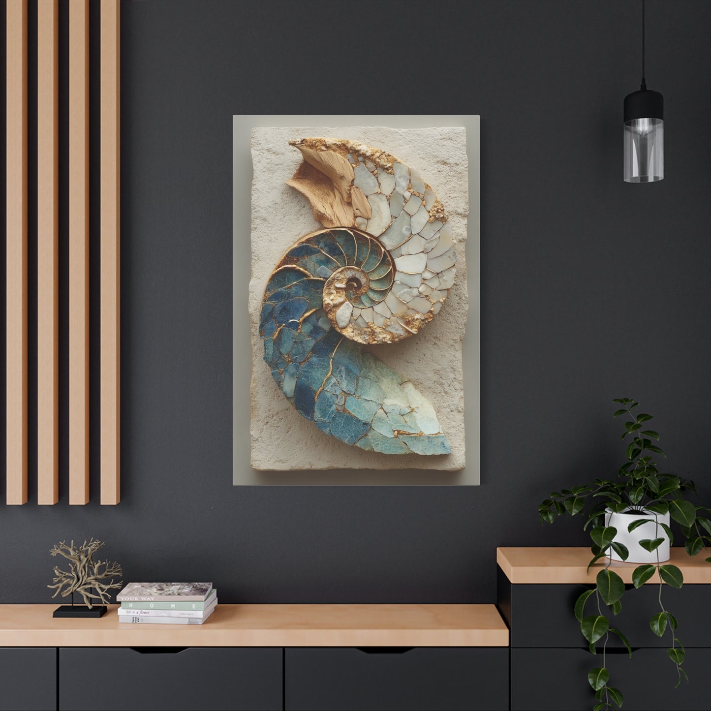 Nautilus Driftwood Mosaic Wall Art & Canvas Print