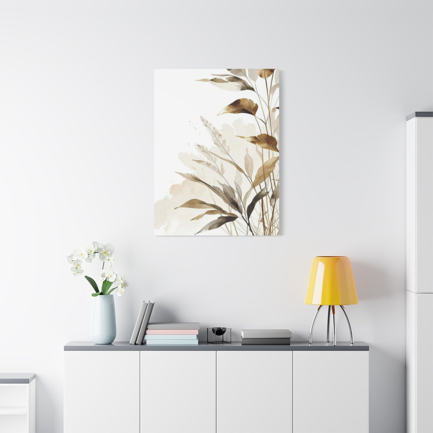Golden Leaves and Feathers Wall Art & Canvas Prints