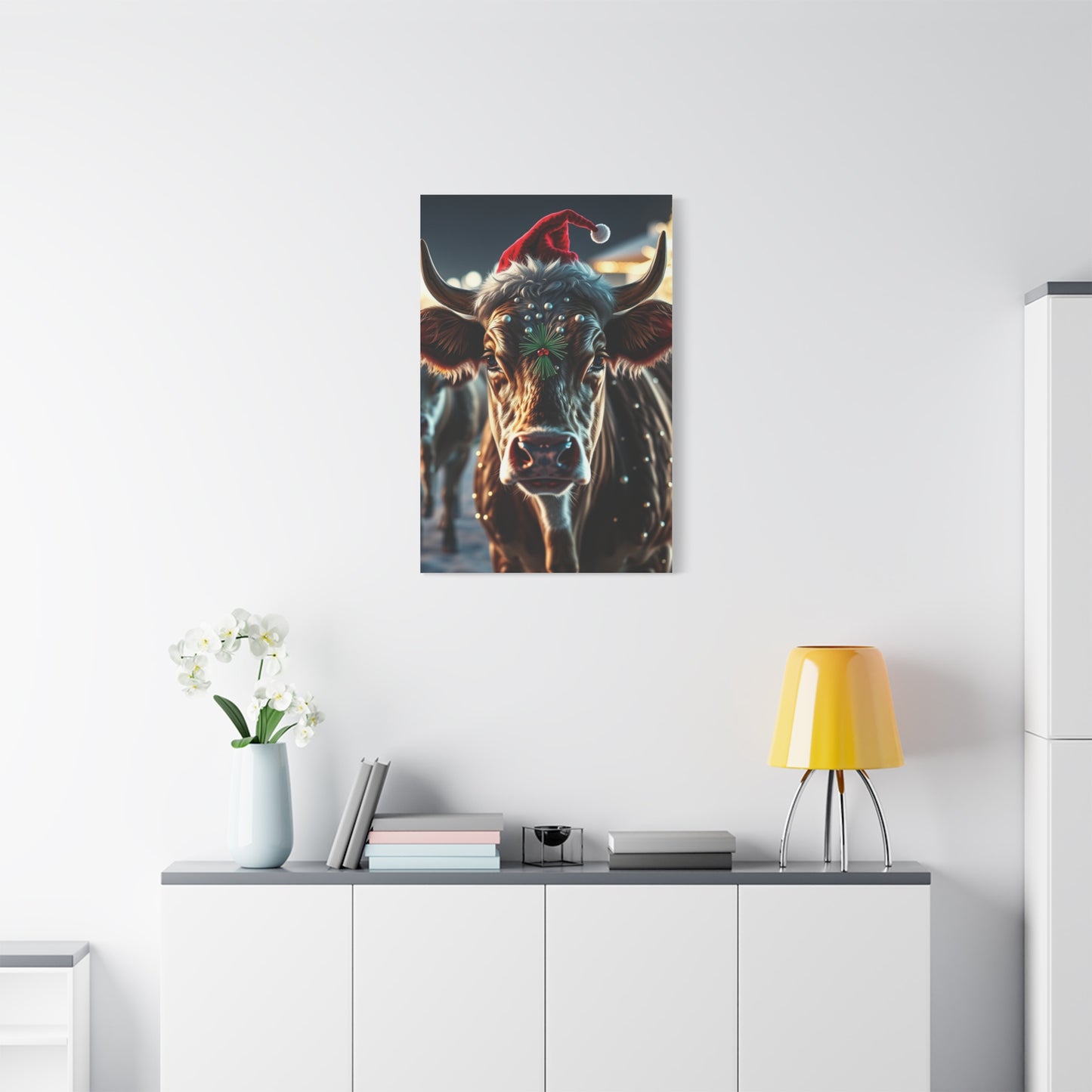 Yuletide Bovine Elegance Canvas wall art & canvas print