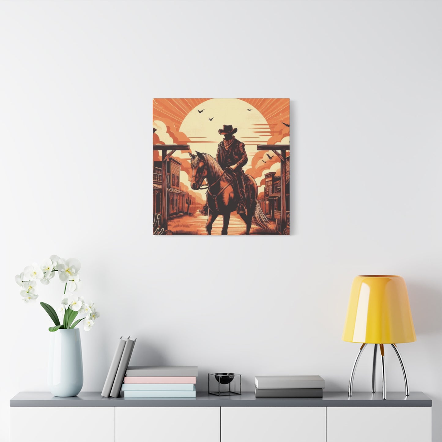 Cowboy Posing At Sunset Wall Art & Canvas Prints