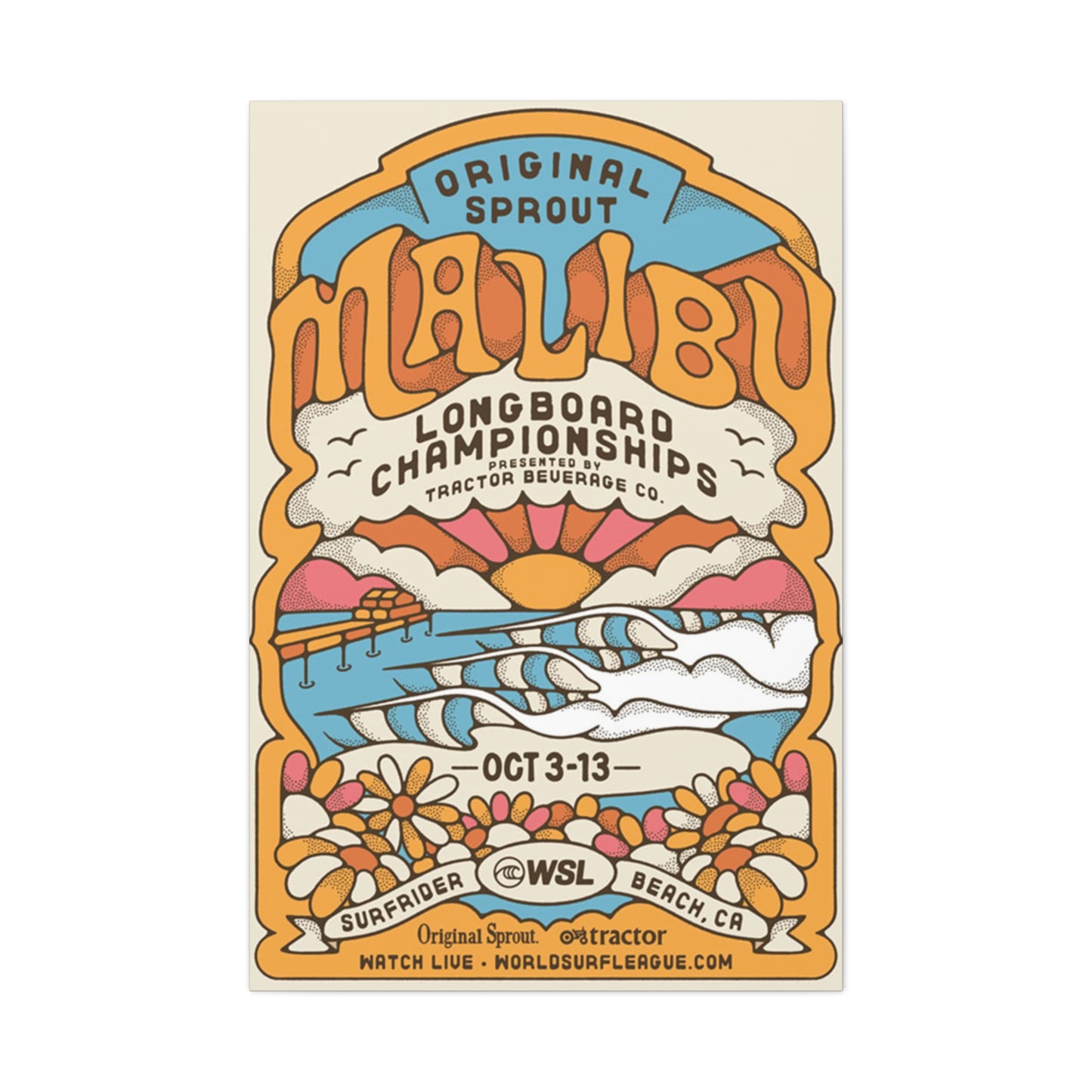 Malibu Surf Poster Wall Art & Canvas Prints