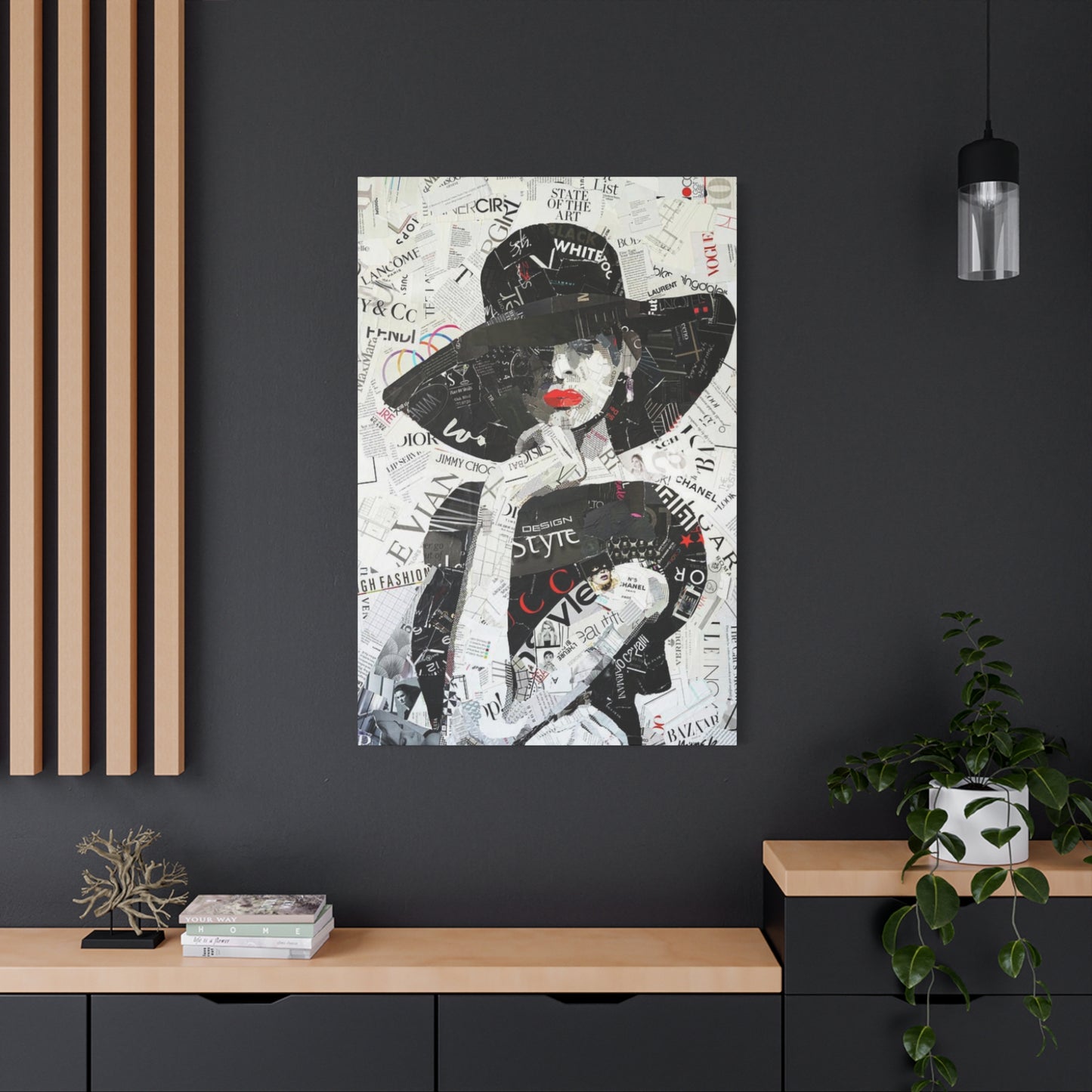 Women With Hat Painting Abstract Mixed Media Wall Art & Canvas Prints