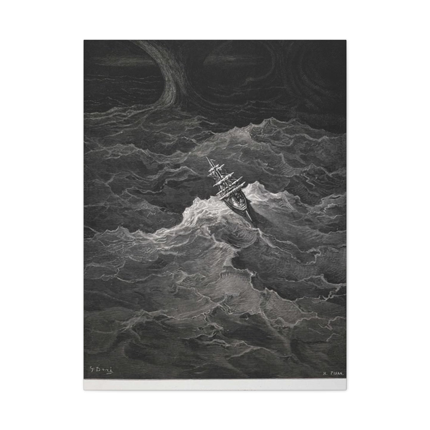 Sailing Ship In Dark Drawing Wall Art & Canvas Prints