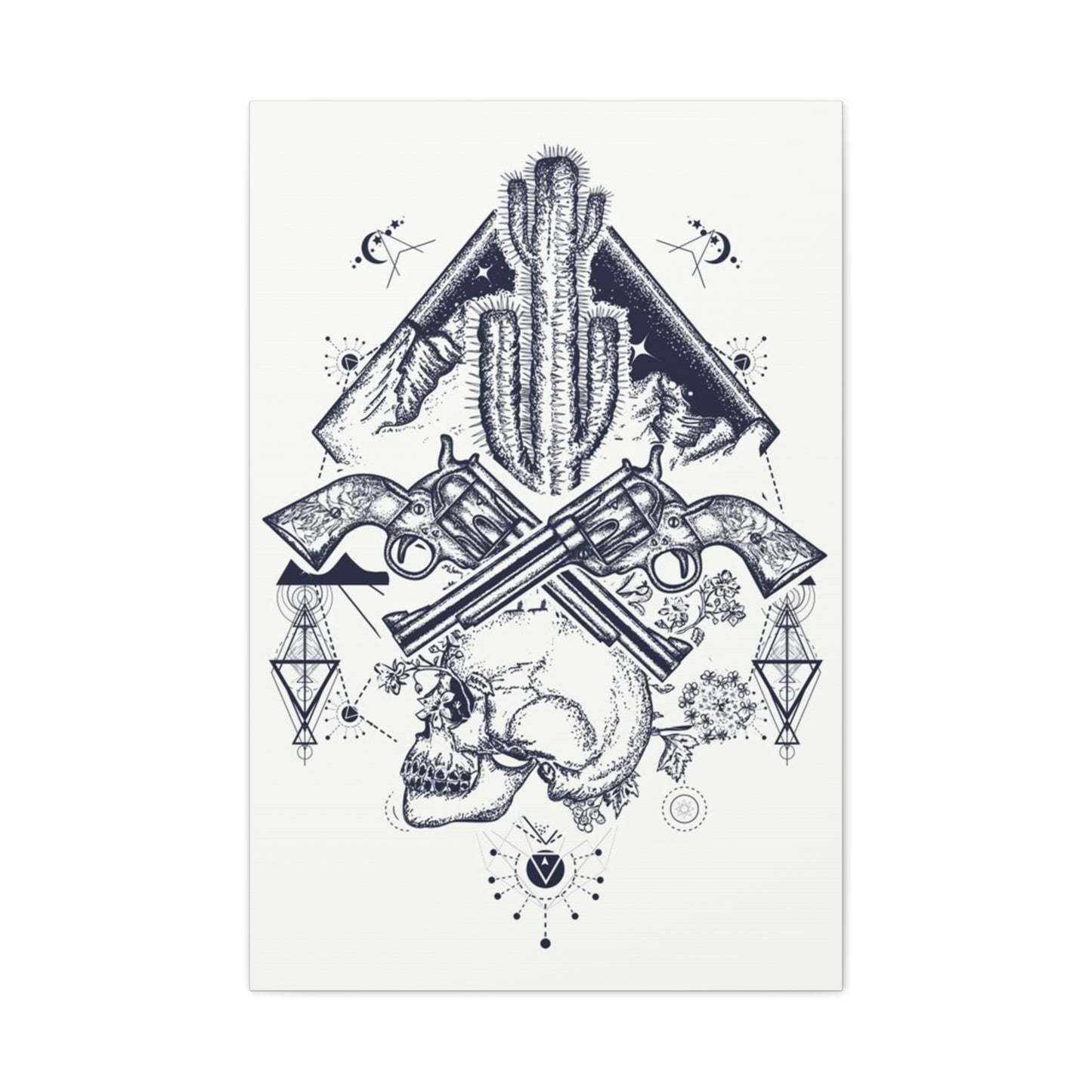 Guns Cactus & Skull Sketch Wall Art & Canvas Prints