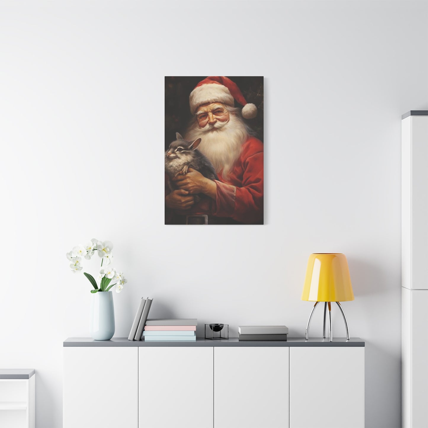Santa Claus With A Fat Rat Painting Wall Art & Canvas Prints