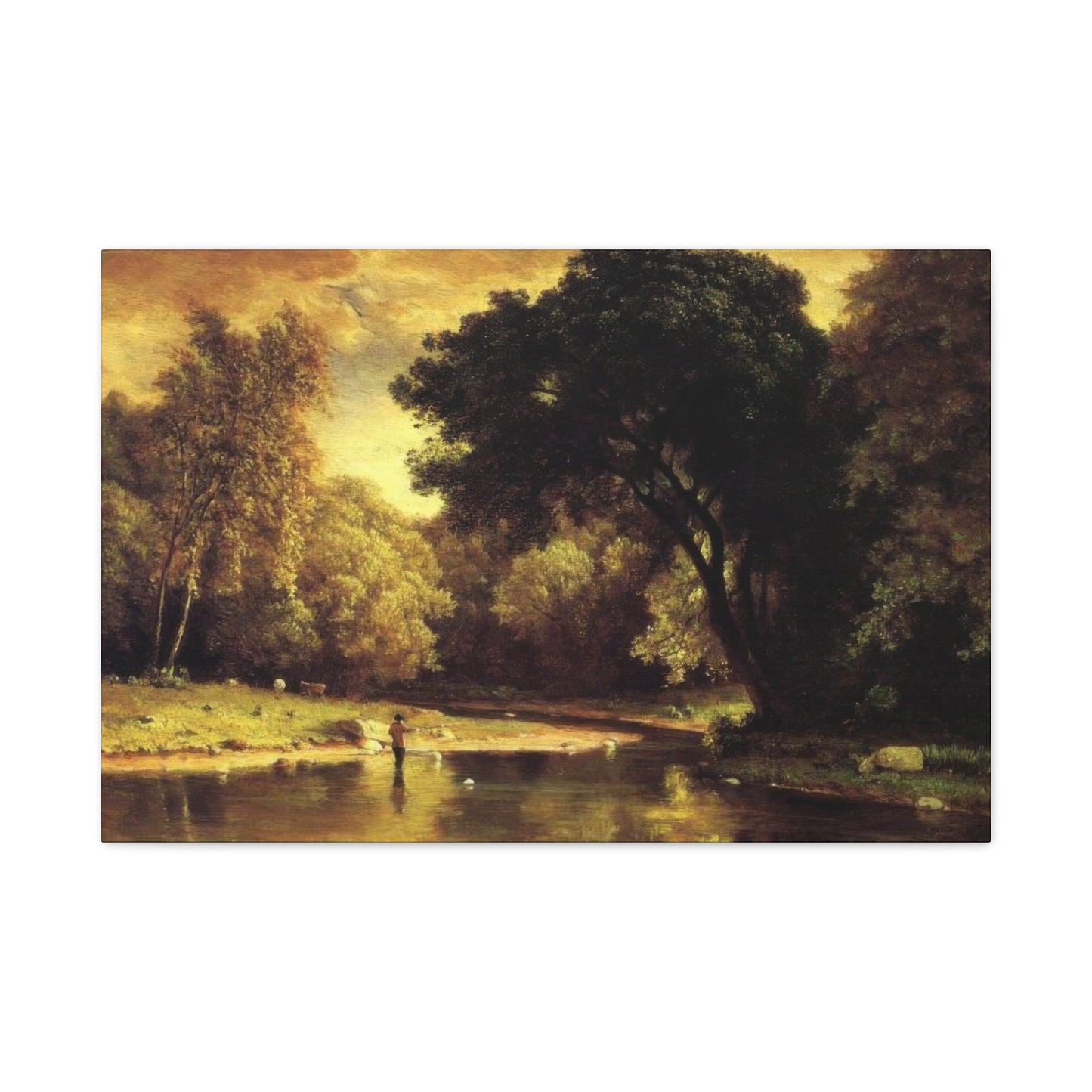 Fisherman In A Stream George Inness Wall Art & Canvas Prints