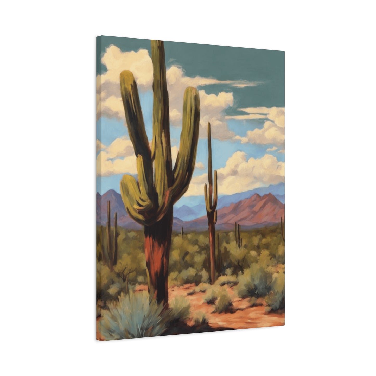 Cactus Standing in Desert Painting Wall Art & Canvas Prints