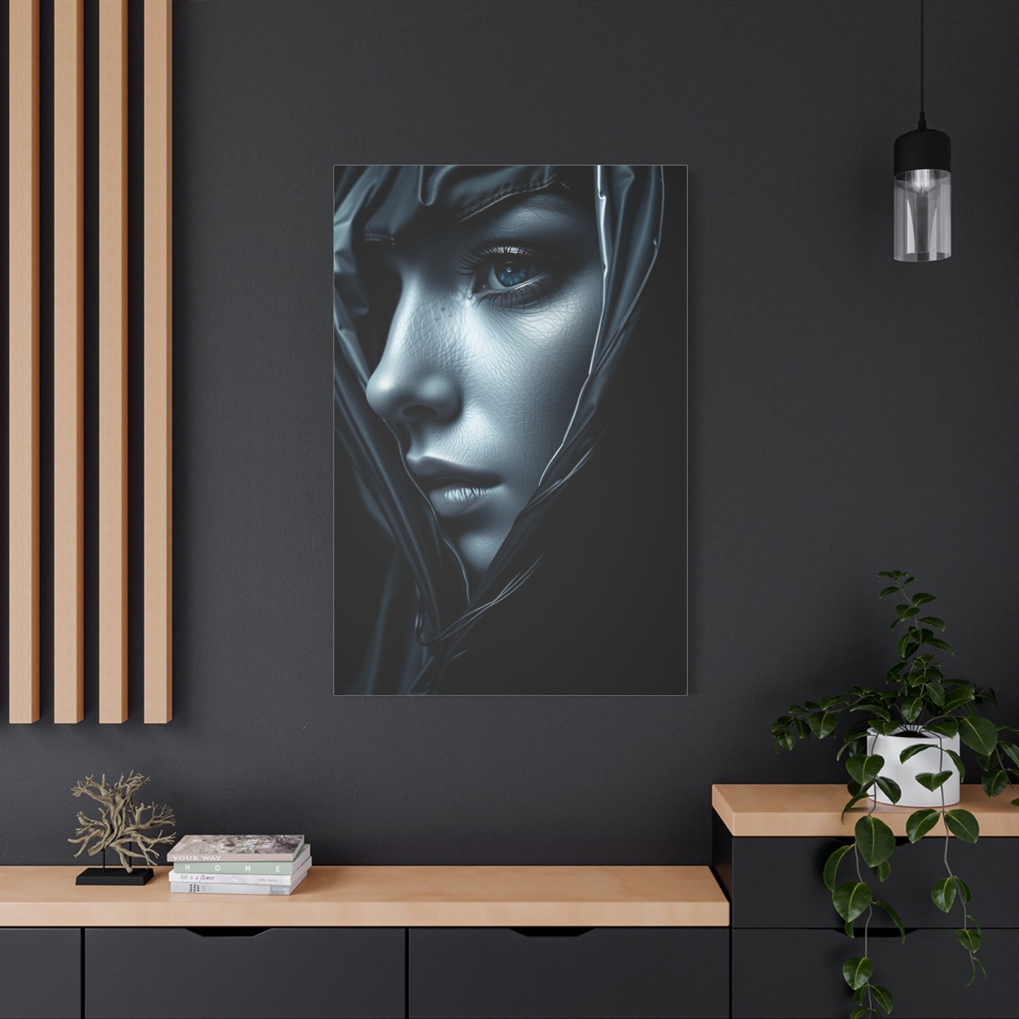 Vision Black, White & Blue Art Art Wall Art & Canvas Print