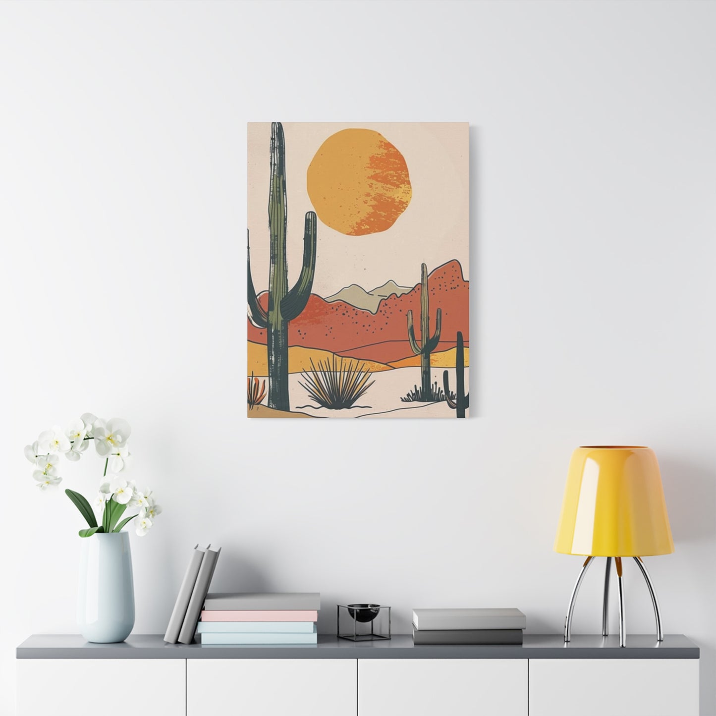 Arizona Cactus Mountain Drawing Wall Art & Canvas Prints