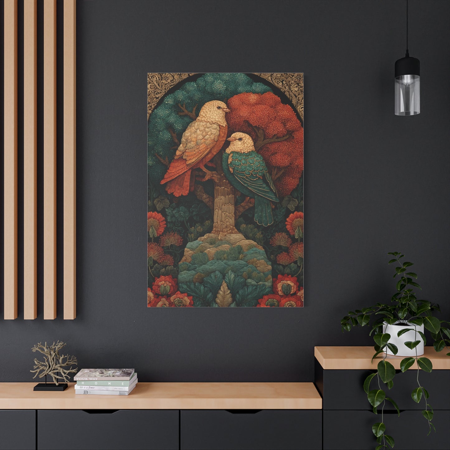 Folk Tree of Life Birds Wall Art & Canvas Print