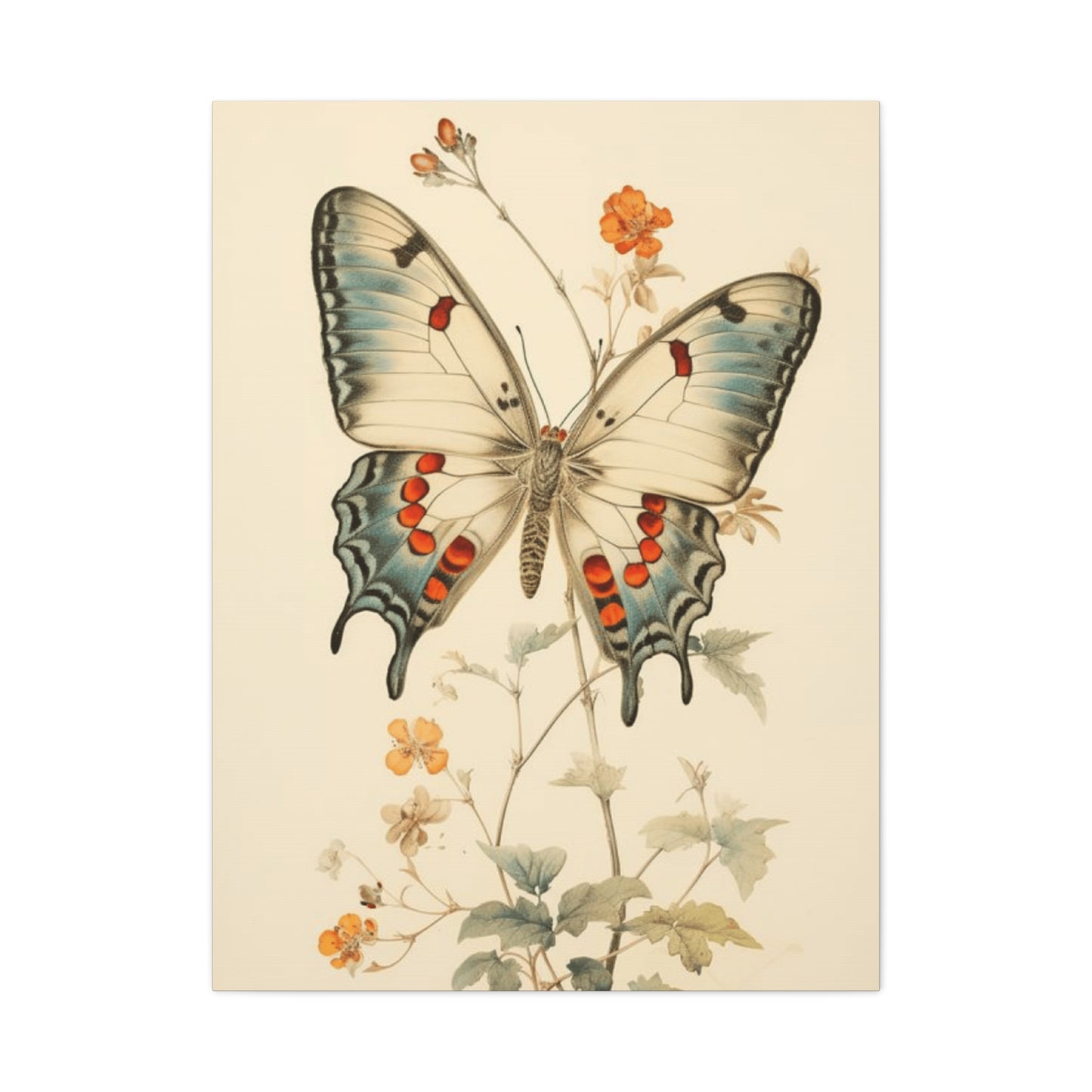 Big Butterfly on Flower Painting Wall Art & Canvas Prints