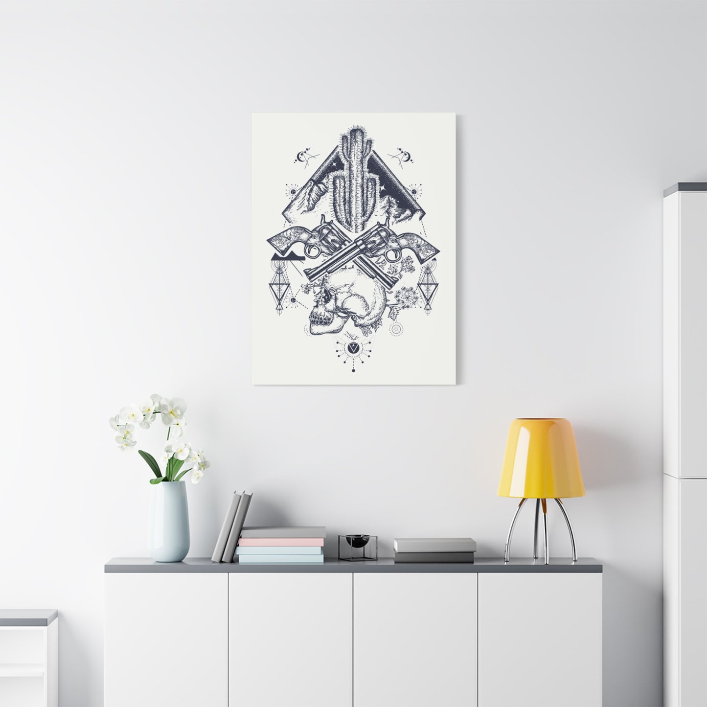 Guns Cactus & Skull Sketch Wall Art & Canvas Prints