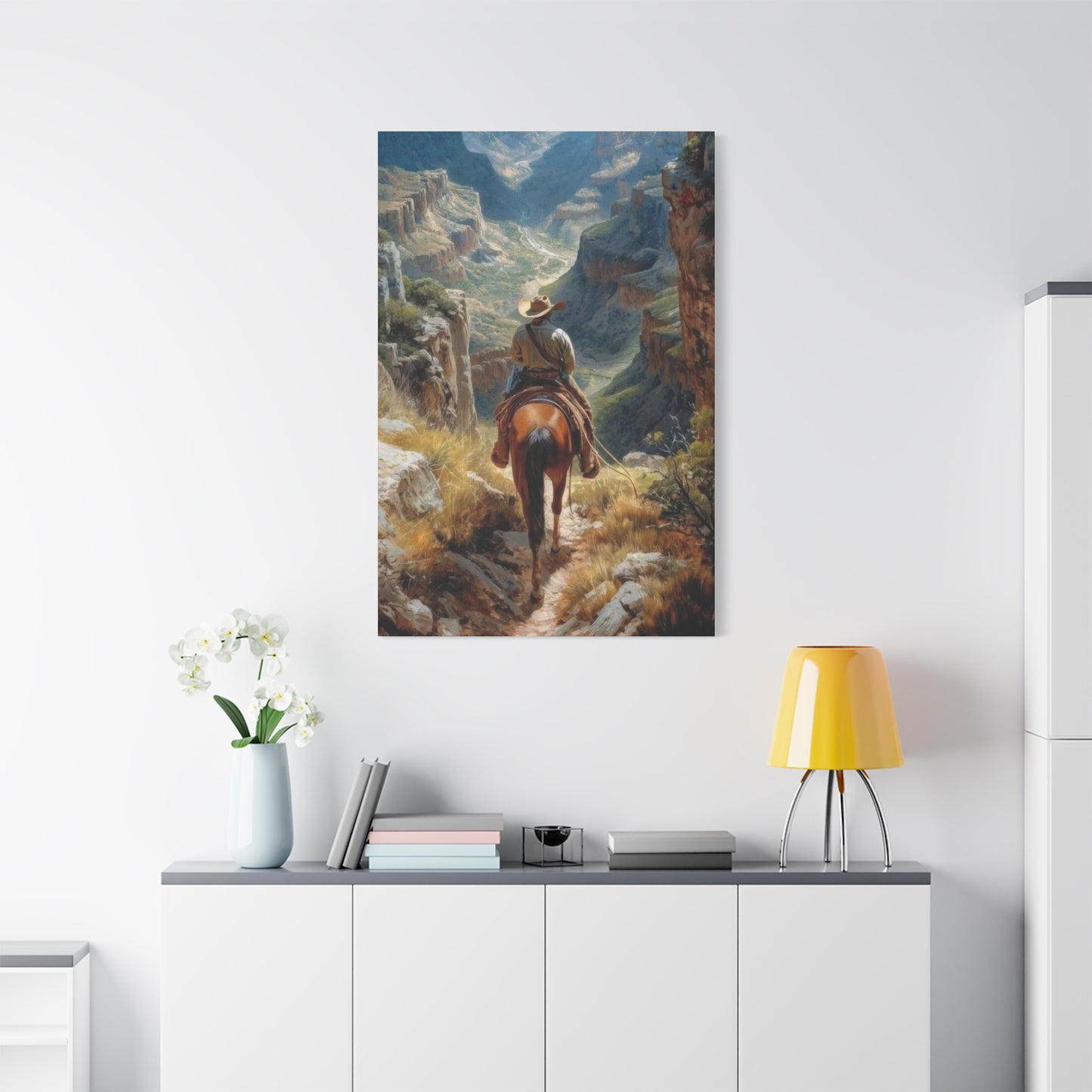 Cowboy Looking At Valley Wall Art & Canvas Prints