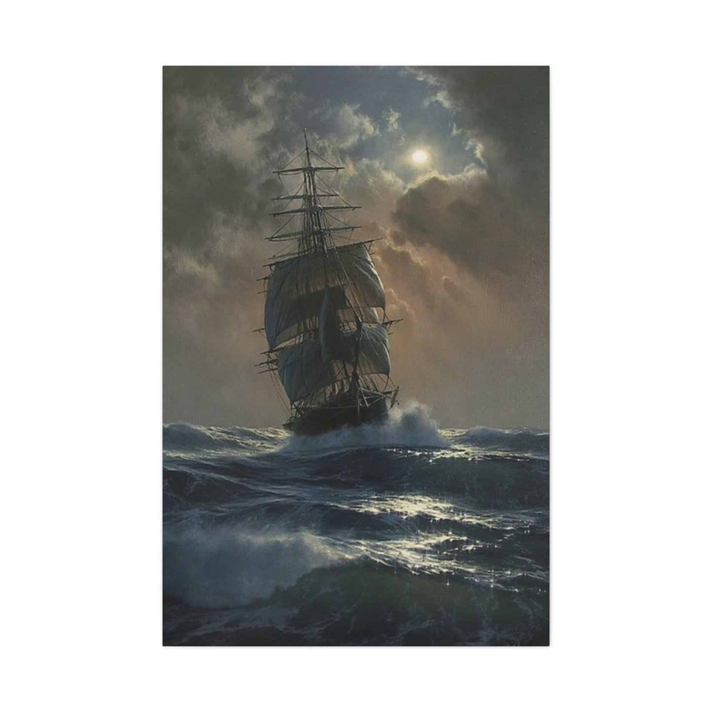 Ship Sailing In Sea At Night Wall Art & Canvas Prints