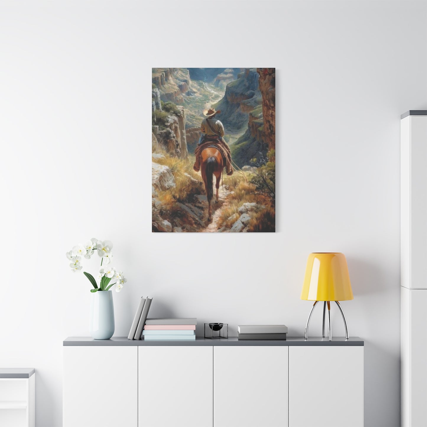Cowboy Looking At Valley Wall Art & Canvas Prints