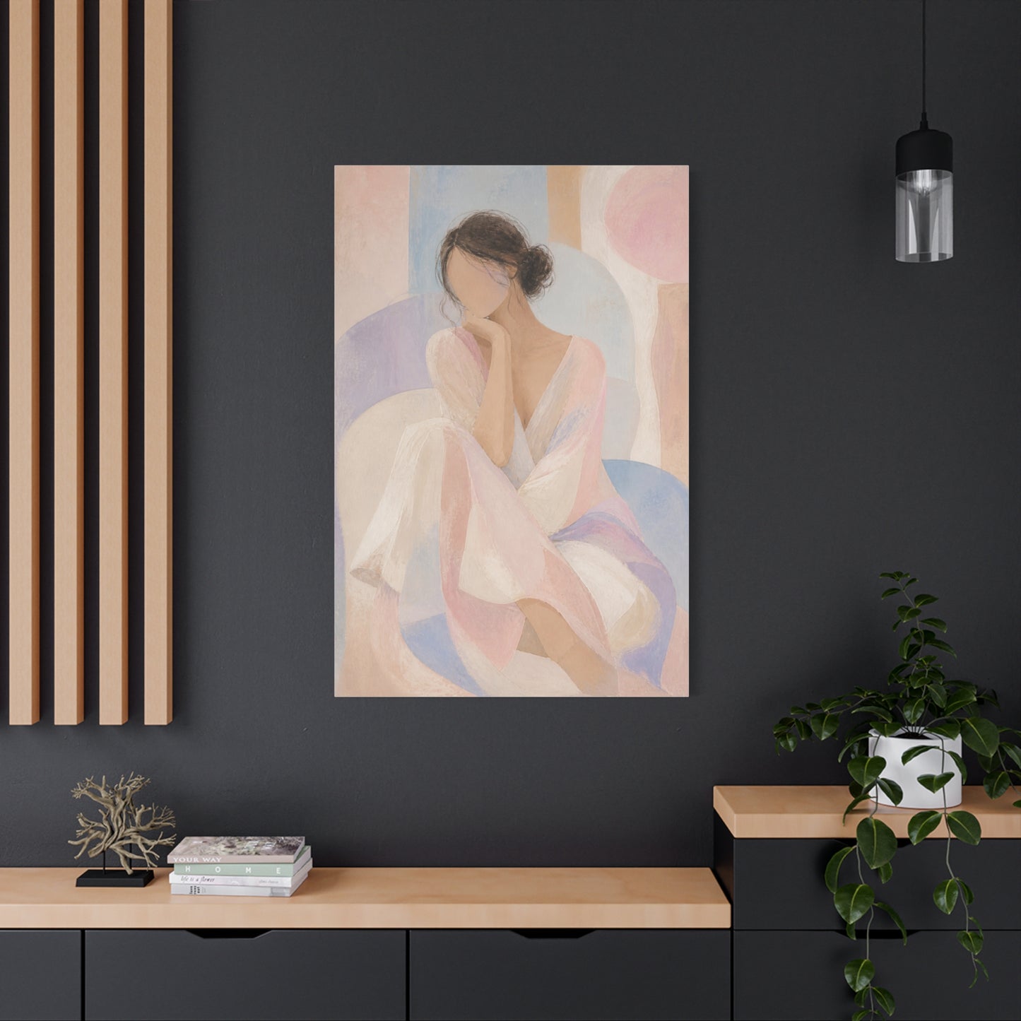 Seated Figure in Pastel Tones Wall Art & Canvas Print