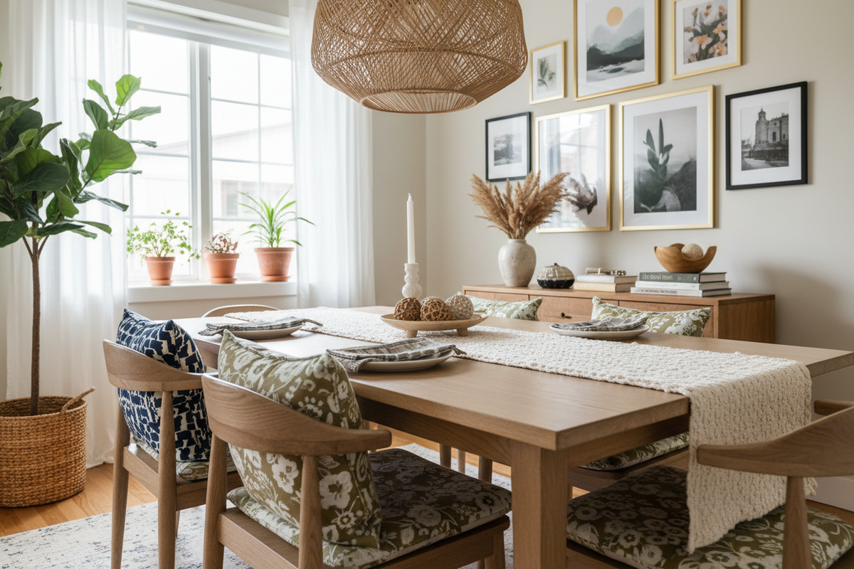 Affordable Dining Room Makeovers: Art, Lighting, and Textiles Tips