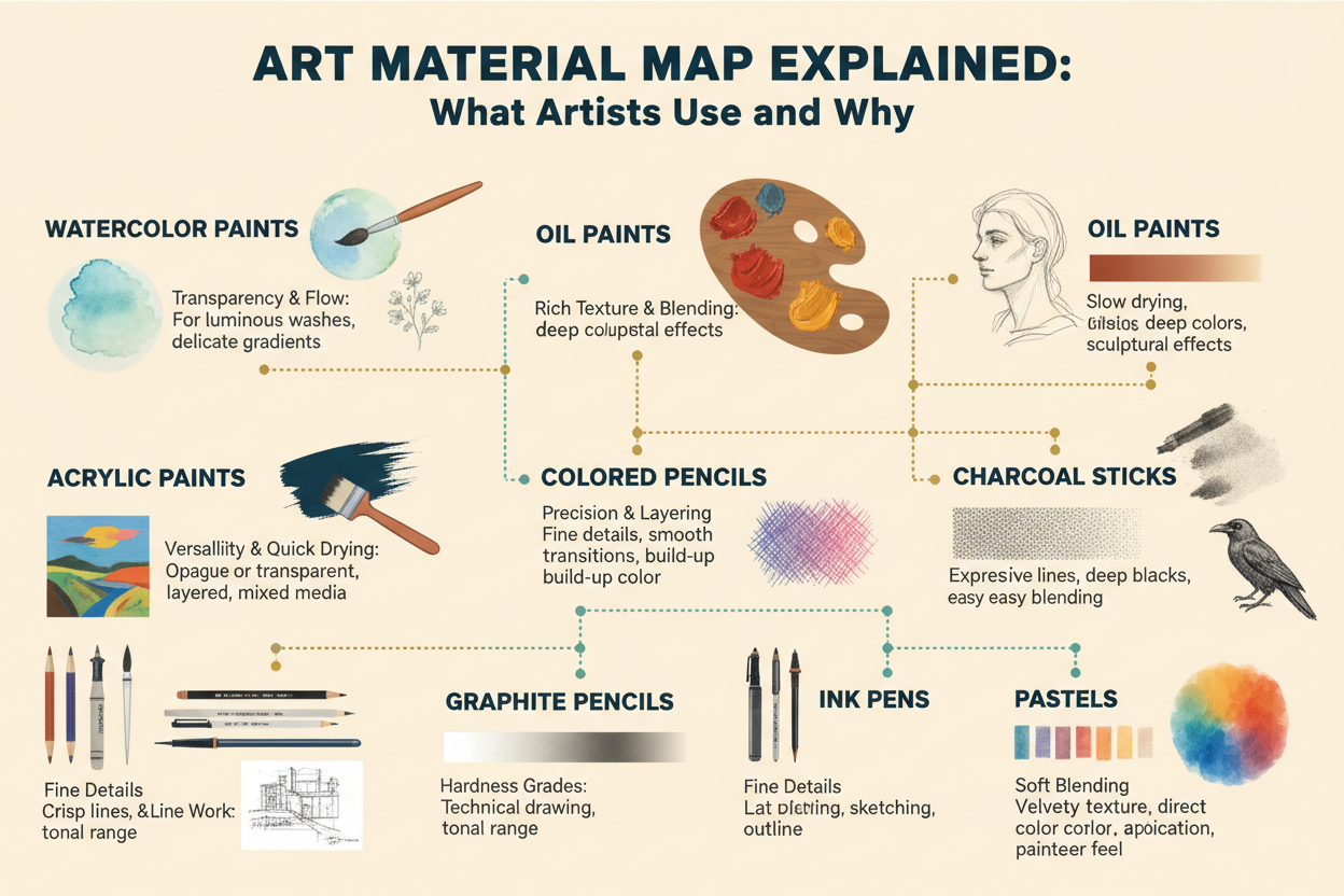 Art Material Map Explained: What Artists Use and Why – Wallpics