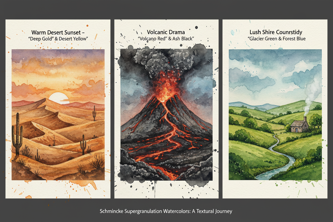 Bring Landscapes to Life: Schmincke Supergranulation Watercolours Desert, Volcano &amp; Shire Palette Guide