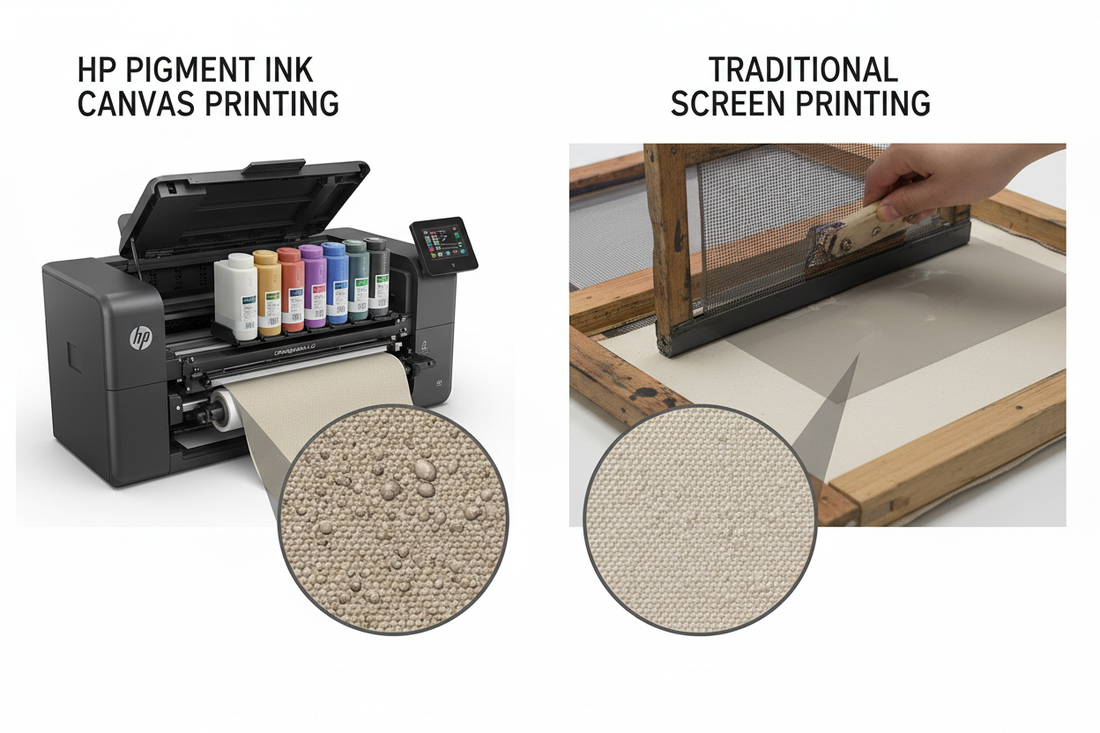 Canvas Printing on HP Printers with Pigment Ink vs. Screen Printing