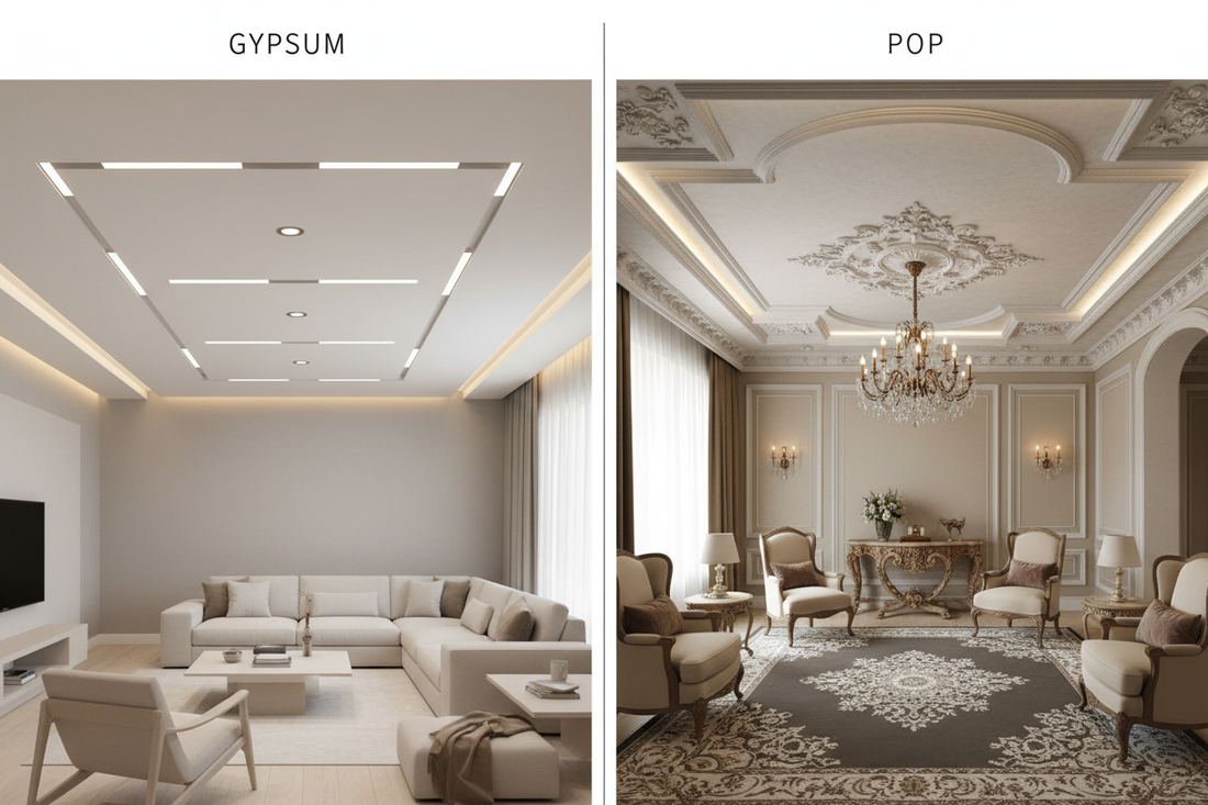 Choosing Between Gypsum and POP False Ceilings: Pros and Cons