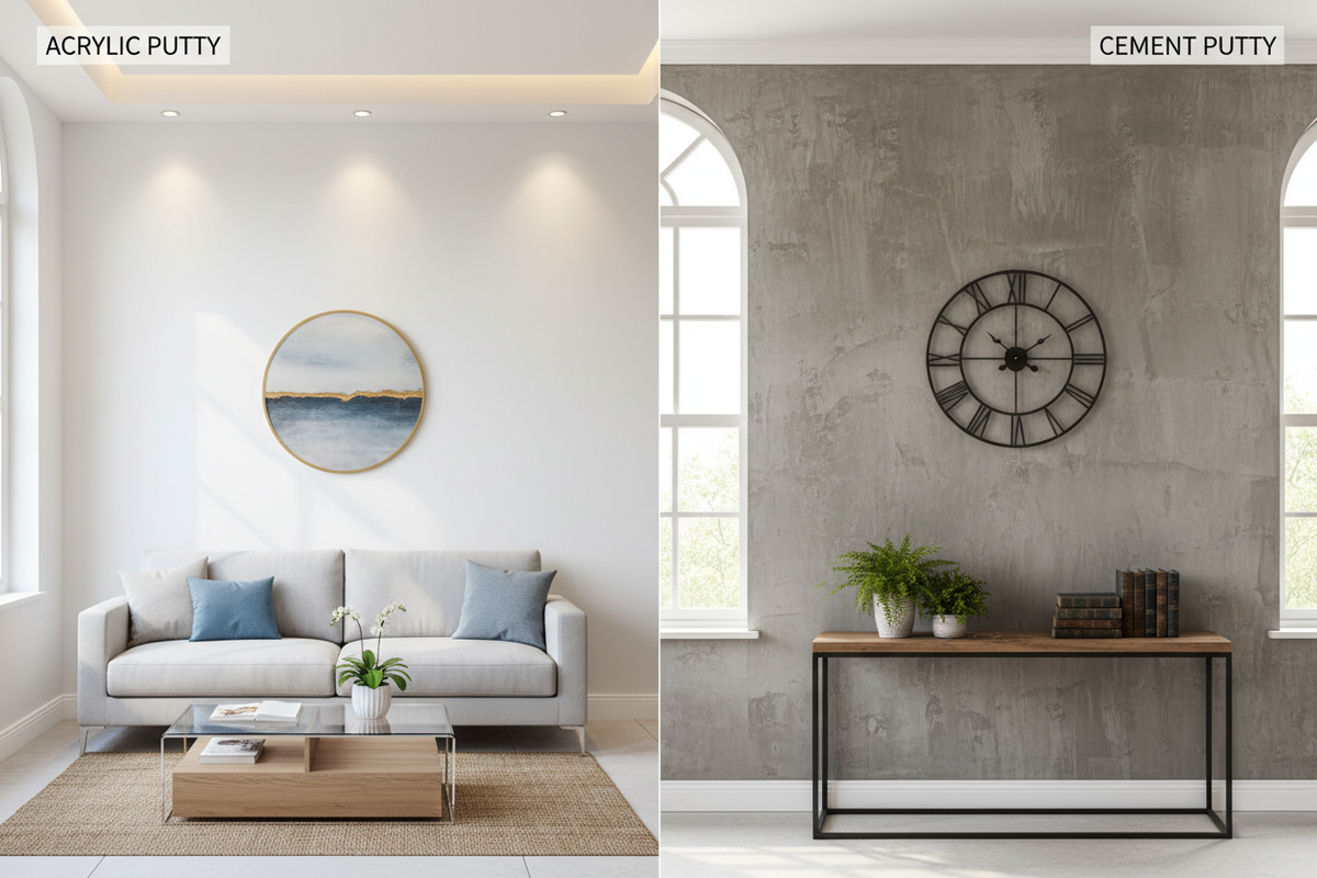 Choosing the Ideal Wall Putty: Acrylic vs. Cement for Beautiful Interiors