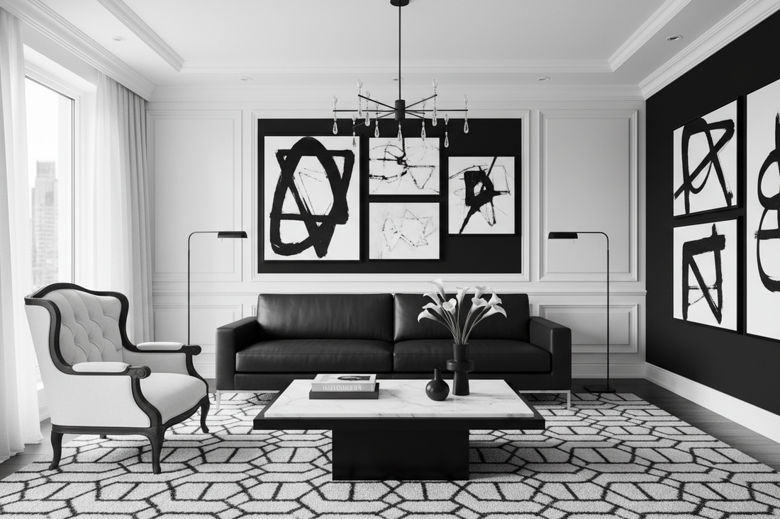 Classic Meets Contemporary in These Black and White Living Room Styles