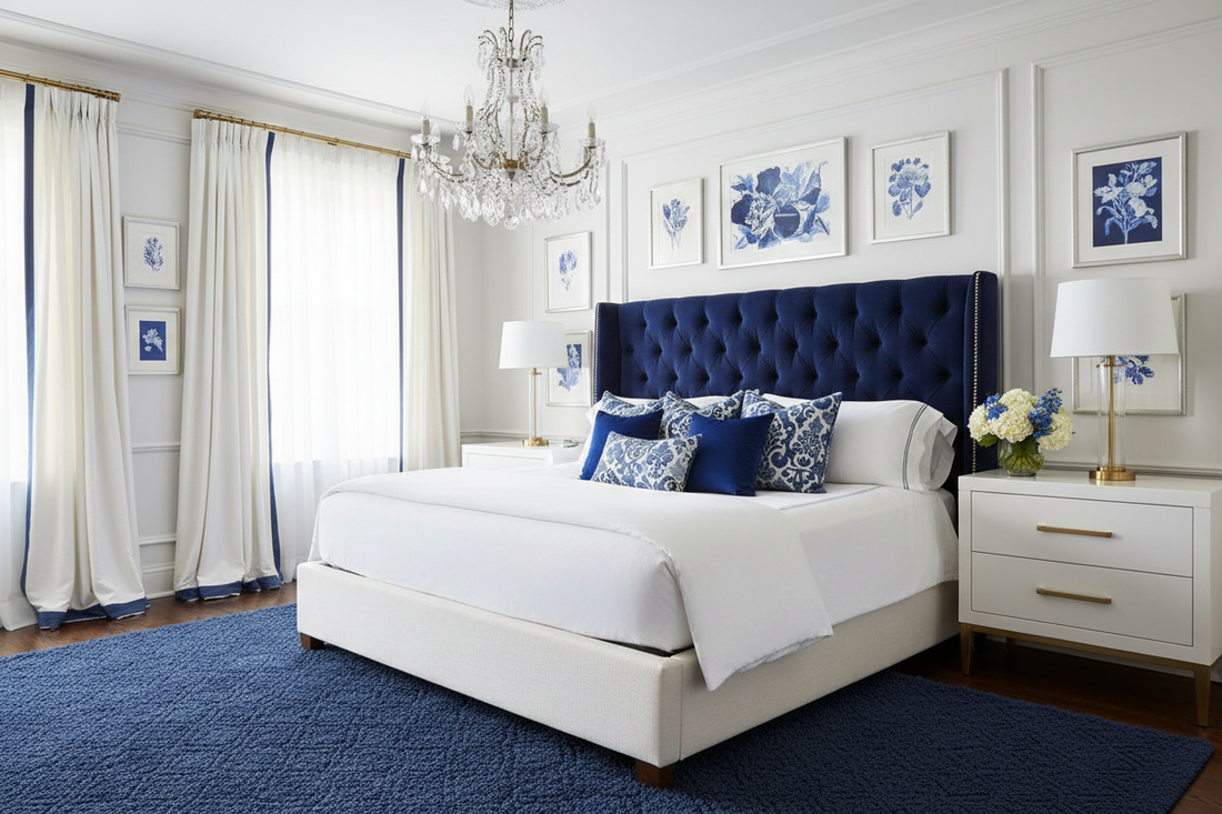 Create a Luxe Look: Blue and White Bedroom Decor Tips and Ideas