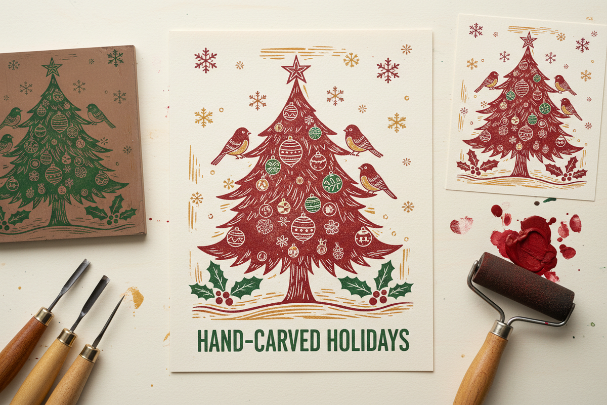 Create Stunning Linocut Christmas Cards: A Beginner's Guide to Holiday Printmaking