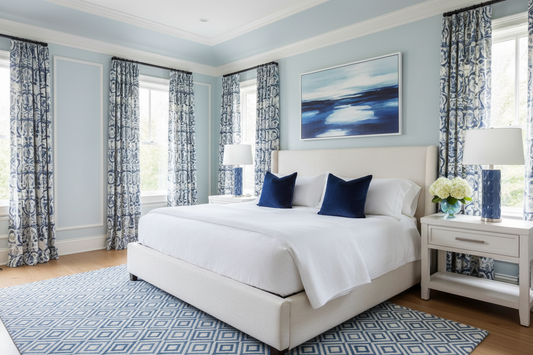 Creating Tranquility: Stunning Blue and White Bedroom Designs
