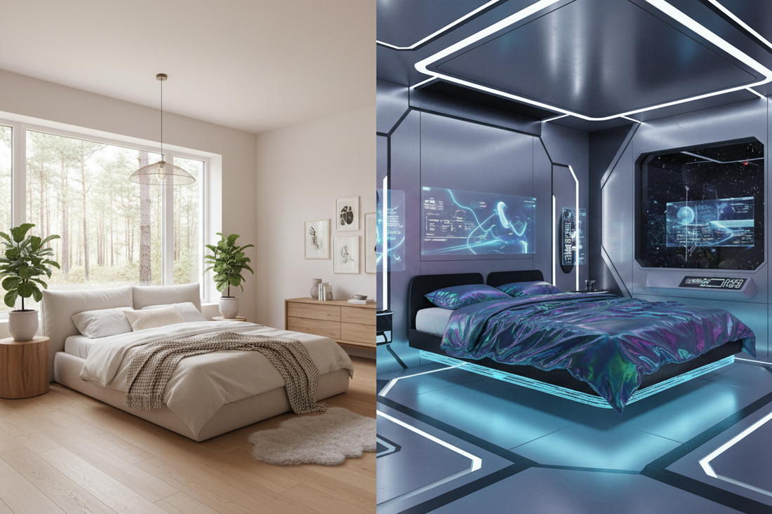 Dual Perspectives: Contemporary and Futuristic Bedroom Concepts