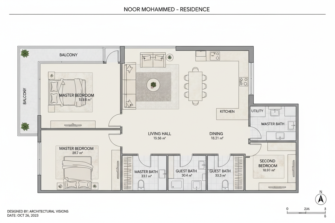Elegant 2BHK Home Design Layout for Noor Mohammed