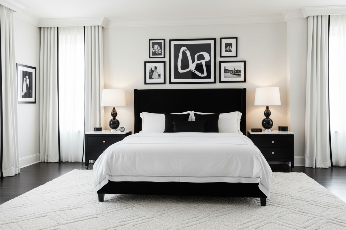 Elegant Black and White Bedroom Design Ideas