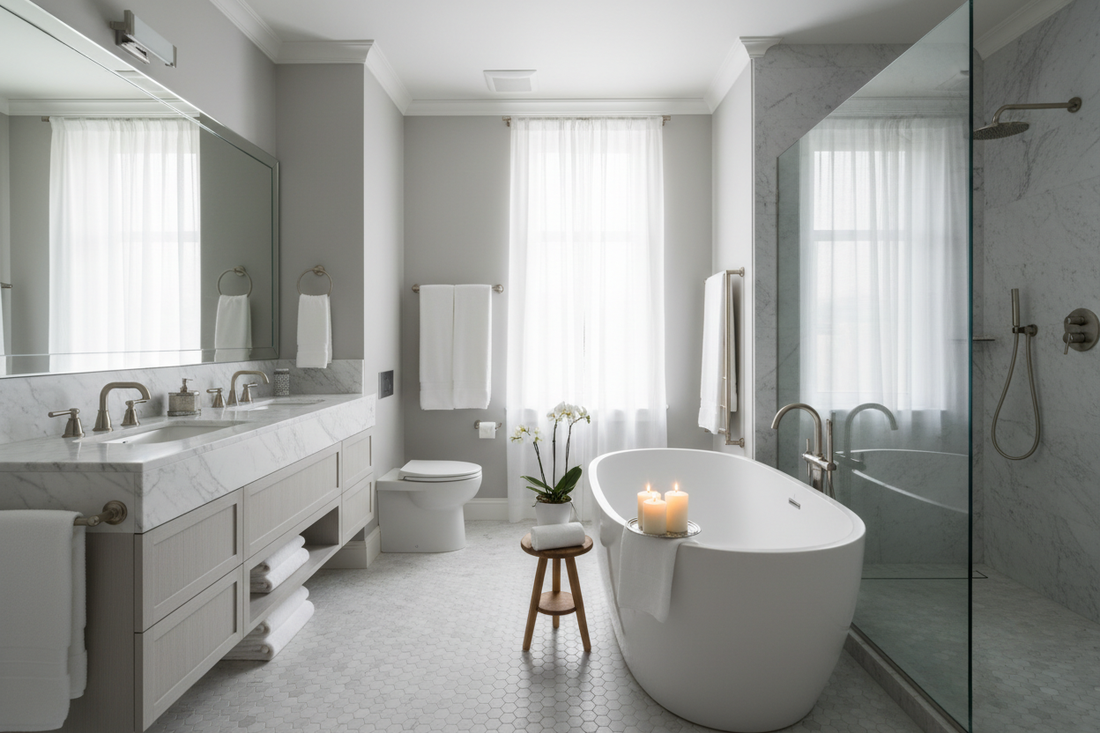 Elegant Grey and White Bathrooms for a Relaxing Comfort Zone