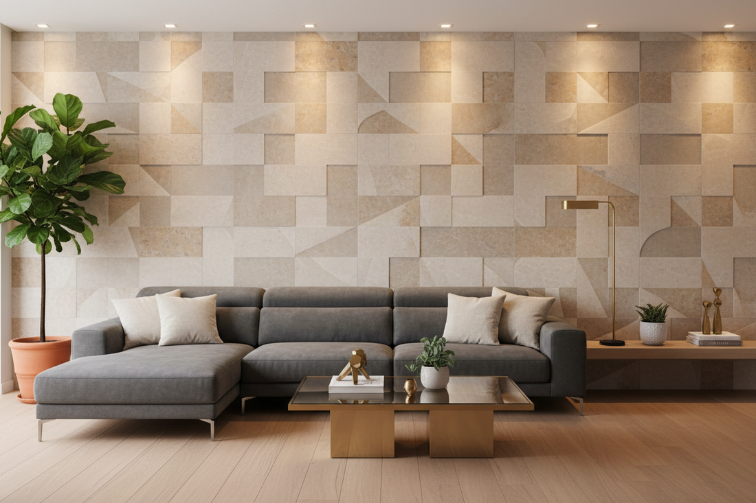 Elevate Your Interiors with Trendy Living Room Wall Tile Designs