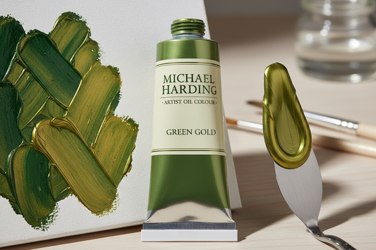 Explore the Luxurious Hue of Michael Harding Green Gold Oil Paint