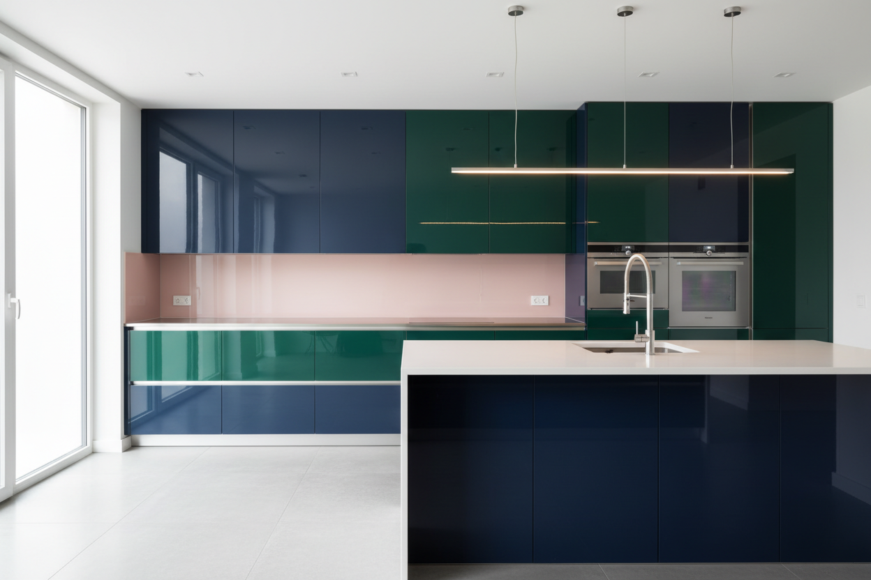 Glossy & Gorgeous: 6 Back-Painted Glass Kitchen Designs That Impress