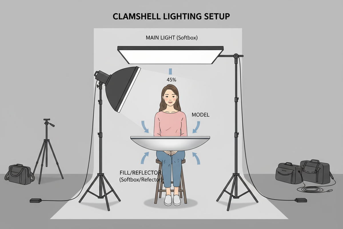 How to Set Up Clamshell Lighting for Portrait Photography