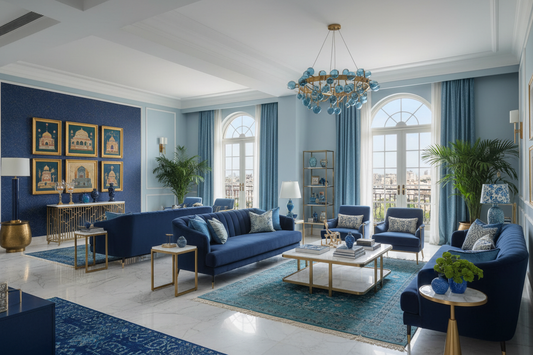 Inside Kishore’s Stylish Blue-Themed 3BHK Home in Hyderabad