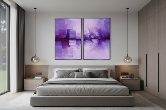 Magnificent Violet Dual-Tone Arrangements for Bedroom Wall Aesthetics